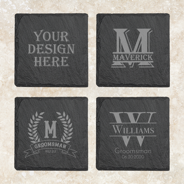 Square Groomsmen Slate Coasters for Wedding